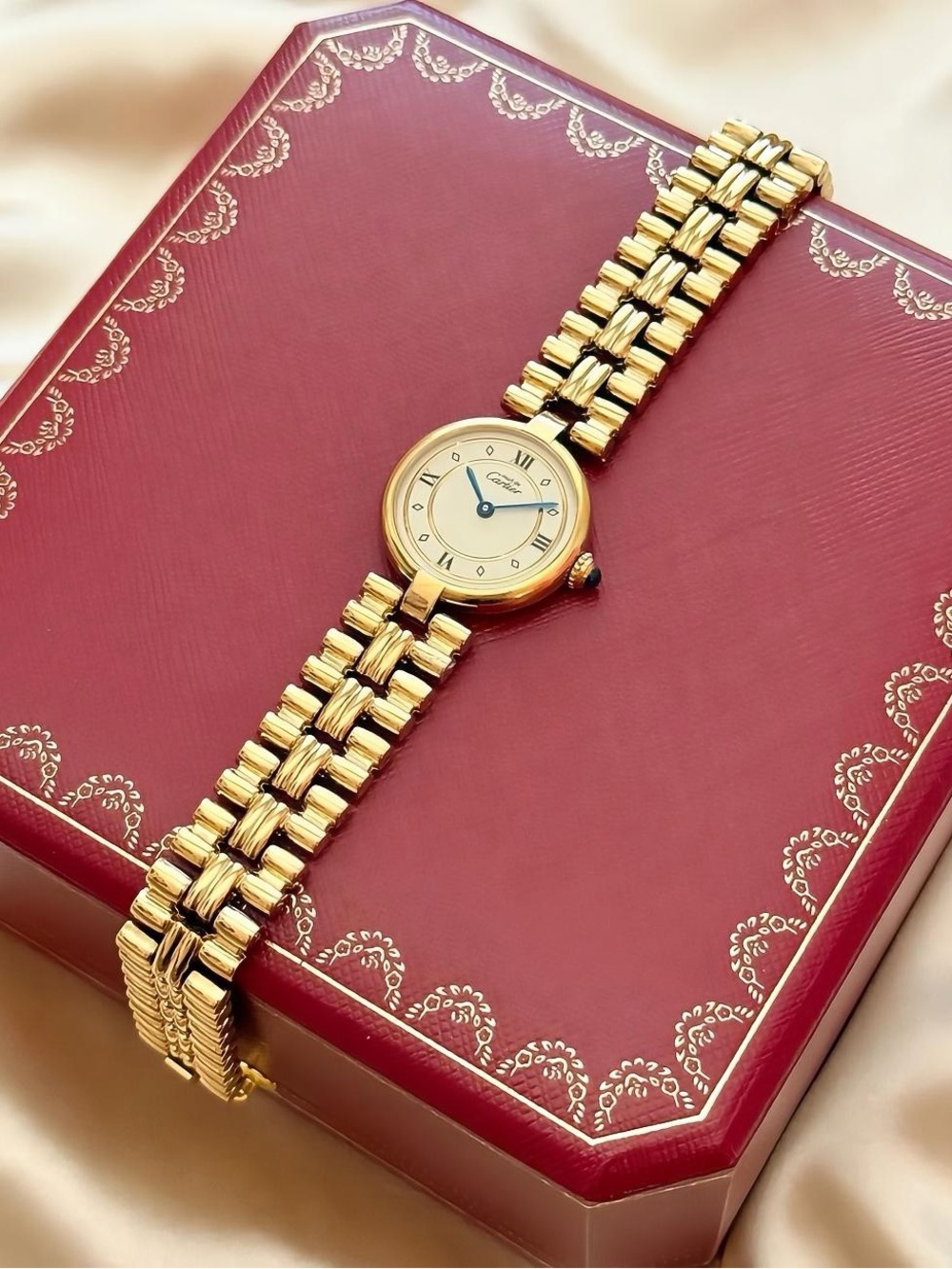 AUTHENTIC RARE VINTAGE CARTIER GOLD WATCH - WITH BOX